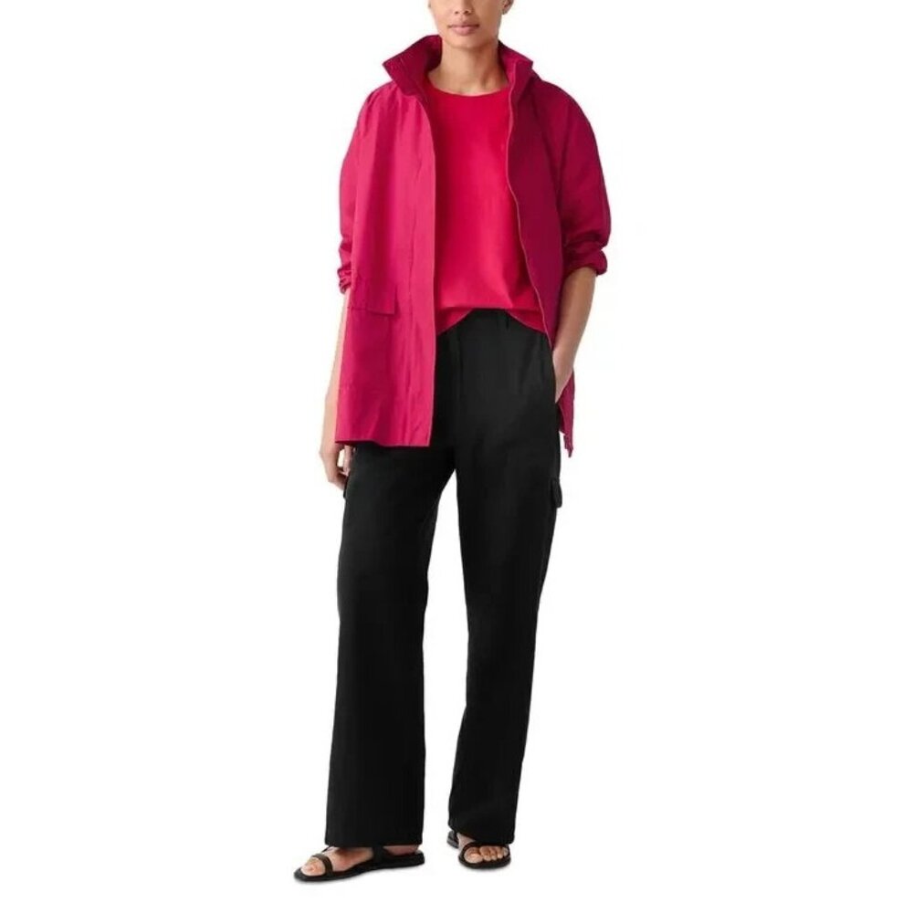 Eileen Fisher Hooded Stand Collar Jacket Pink Size XL MSRP $278